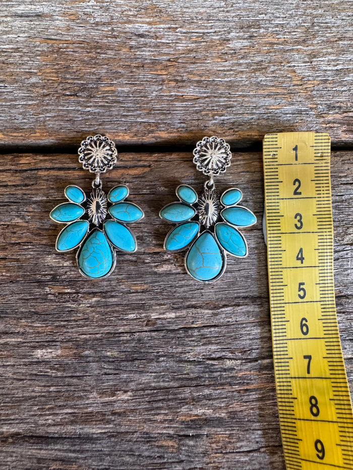 Western Earrings - Turquoise & Silver Drop