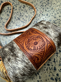 Trinity - Light Brown Cowhide Barrel Crossbody