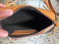 Trinity - Light Brown Cowhide Barrel Crossbody