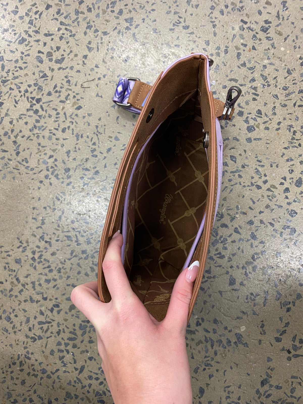 Wrangler Top Handle Aztec Embroidered Crossbody - Purple (WG220-9360PP)