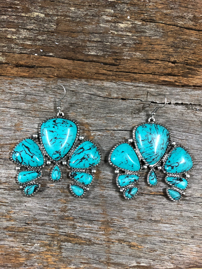 Western Earrings - Turquoise Stone Arch