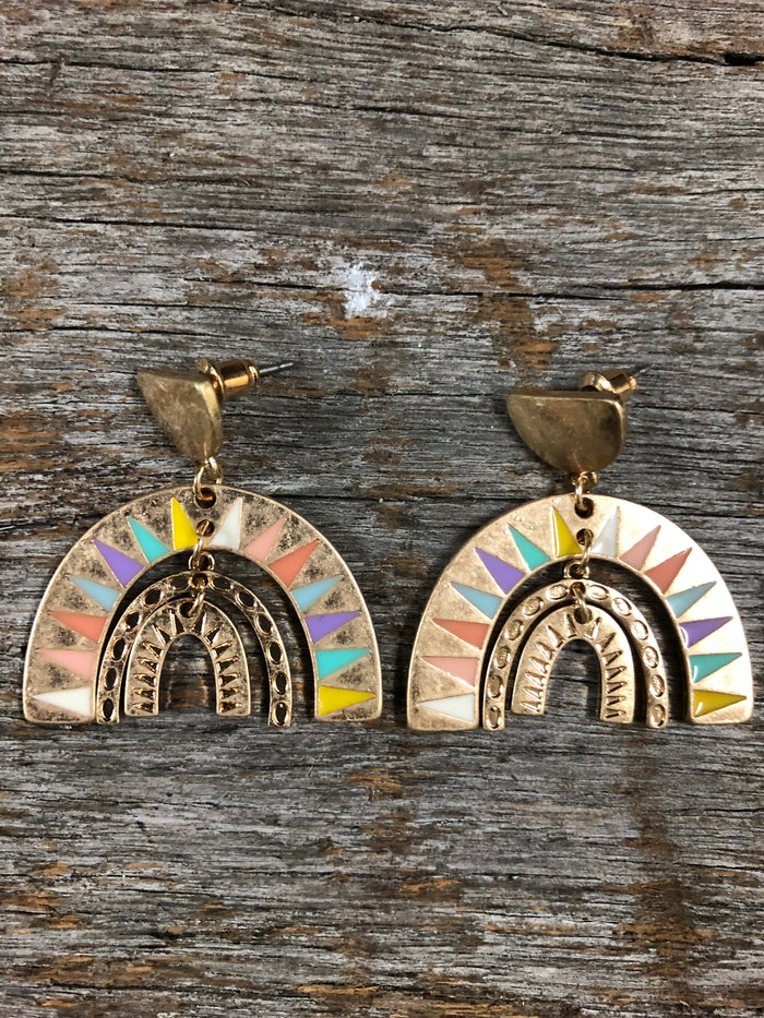 Western Earrings - Multi-coloured Arch