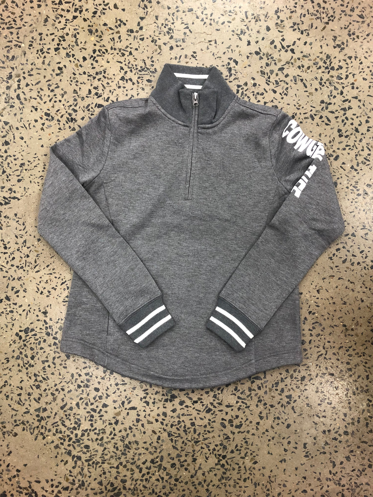 Cowgirl Tuff Quarter Zip - Grey & Cream