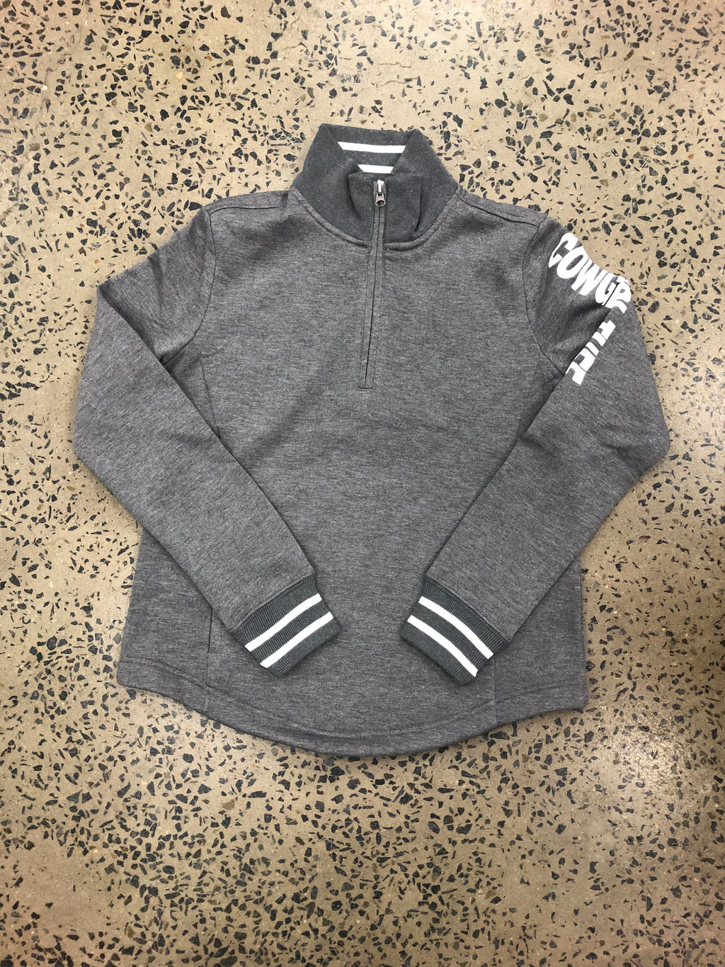 Cowgirl Tuff Quarter Zip - Light Grey/Green Print main image 1