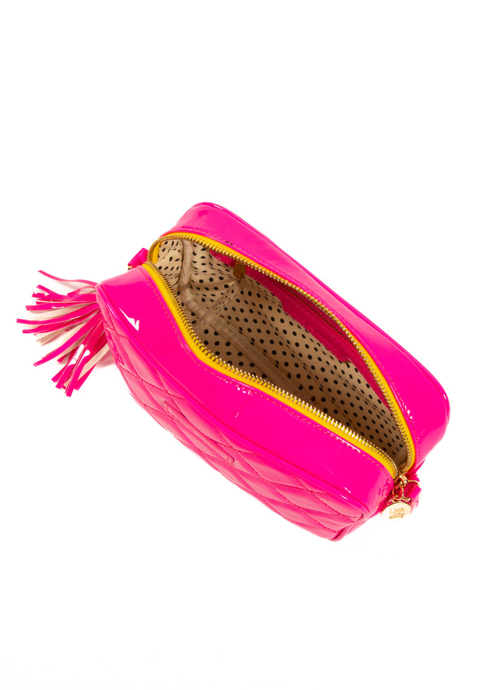 Liv & Milly - Sally Quilted Crossbody (Neon Patent Pink)
