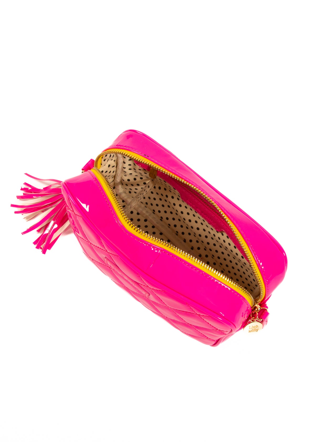 Liv & Milly - Sally Quilted Crossbody (Neon Patent Pink)