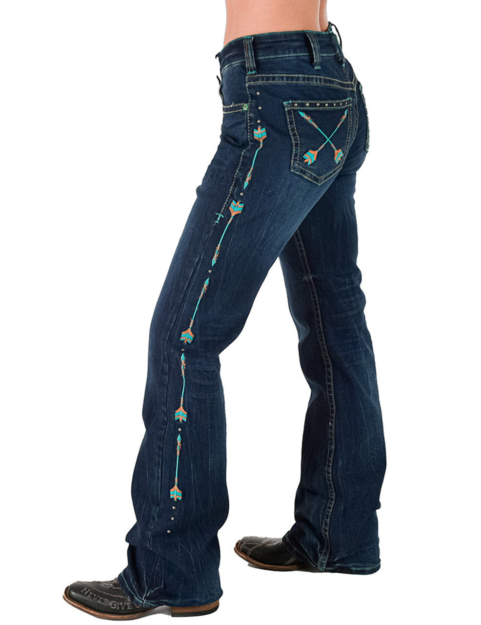 Cowgirl Tuff Jeans - Turquoise Arrows