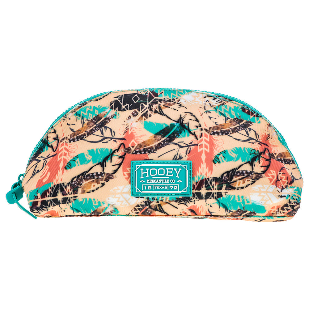 Hooey Make Up Bag - Multi Coloured Feather Small
