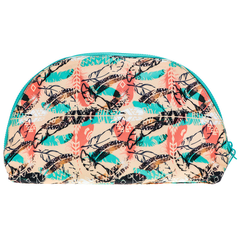 Hooey Make Up Bag - Multi Coloured Feather Large