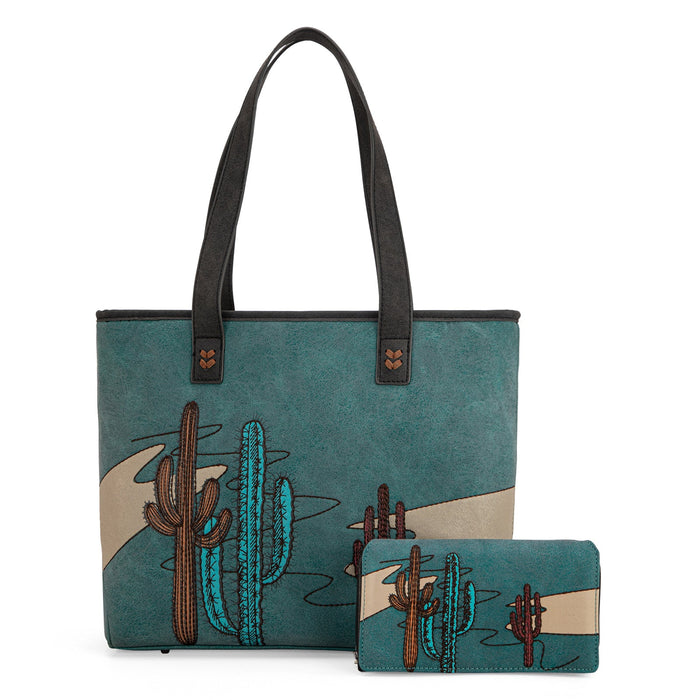 Saguaro Wide Tote & Wallet Set - Turquoise (MW1309G-8317WT)