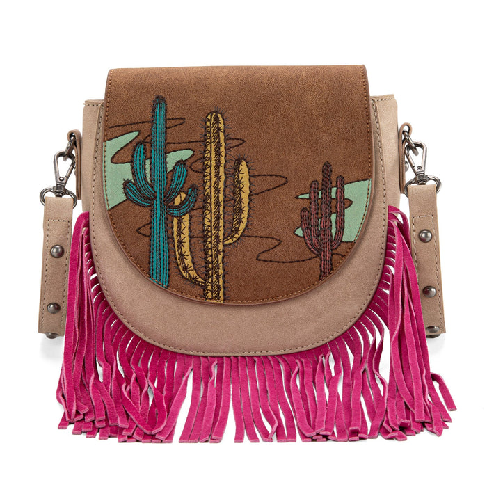 Arizona - Embroidered Fringe Crossbody (Brown)