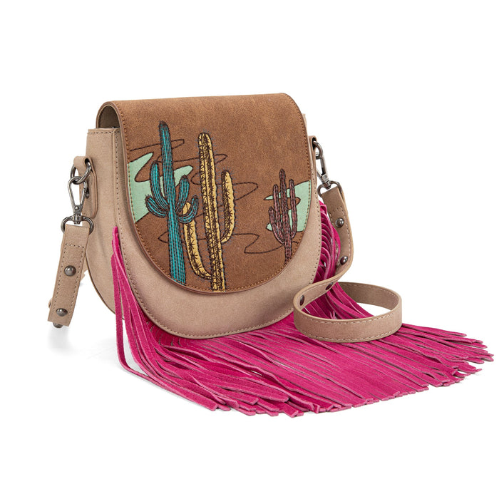 Arizona - Embroidered Fringe Crossbody (Brown)