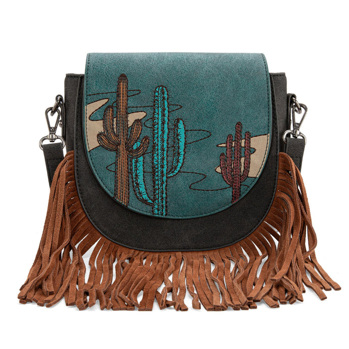 Arizona - Embroidered Fringe Crossbody (Turquoise)