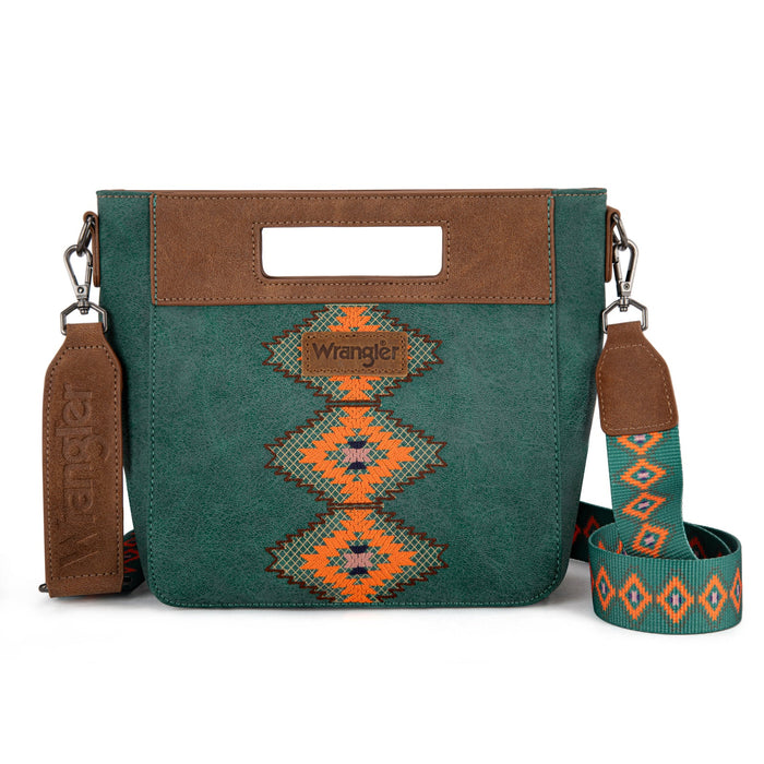 Wrangler Top Handle Aztec Embroidered Crossbody - Turquoise (WG220-9360TQ)