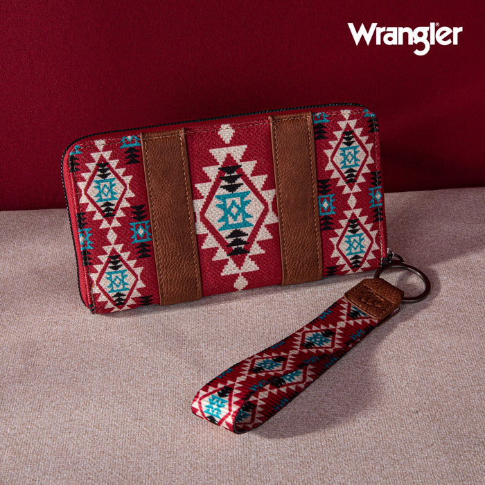 Wrangler Wallet - Burgundy Aztec