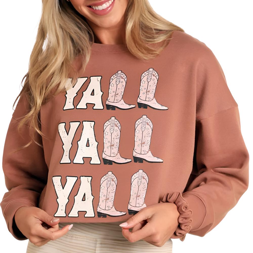 Rock & Roll - Women's Y'all Printed Sweater (AW91T05137)