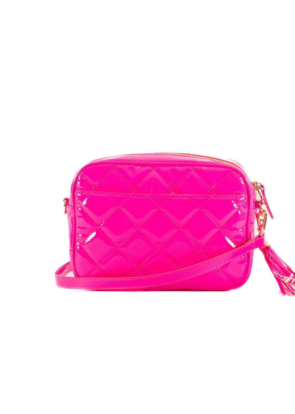 Liv & Milly - Sally Quilted Crossbody (Neon Patent Pink)
