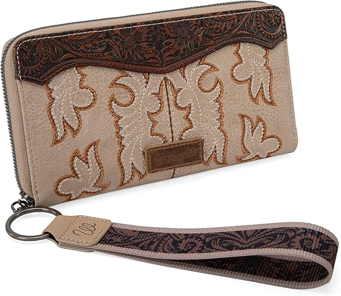 Wrangler Wallet/ Wristlet - Embroidered (Tan)