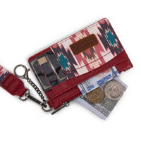 Wrangler Aztec Key Chain Wristlet Card Wallet - Burgundy (WG137-W0092BDY)
