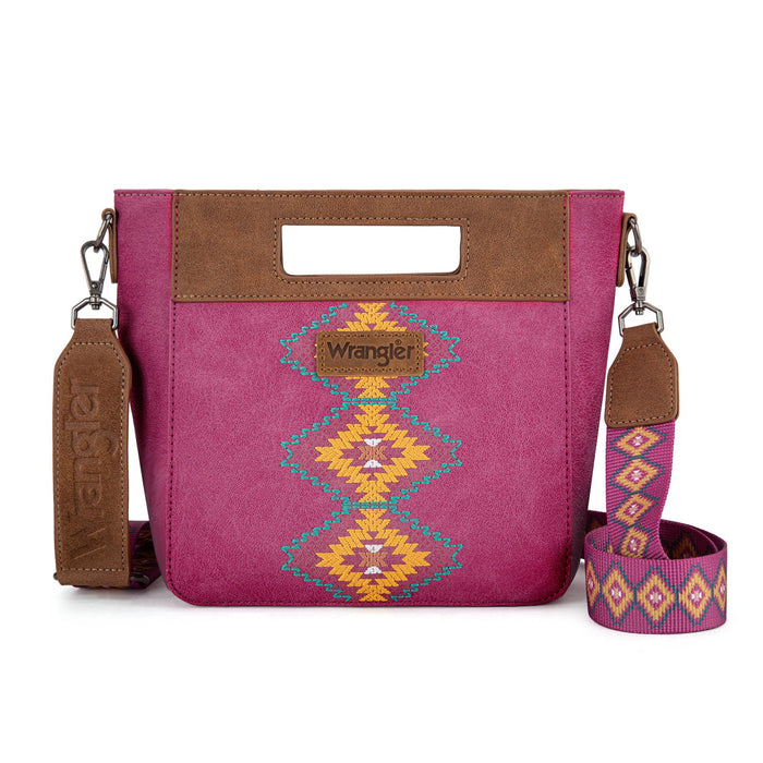 Wrangler Top Handle Aztec Embroidered Crossbody - Hot Pink (WG220-9360HPK)
