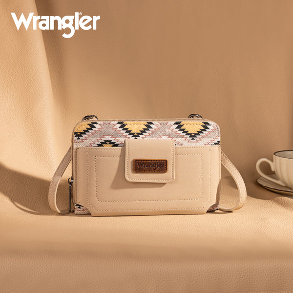 Wrangler Distressed Aztec Crossbody - Beige (WG221-183BG)