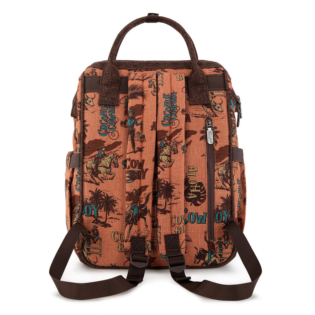 Wrangler Vintage Retro Cowboy Cool Print Backpack - Dark Brown (WG60-9110DBR)