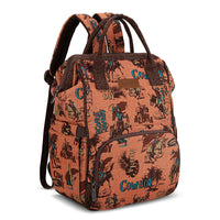 Wrangler Vintage Retro Cowboy Cool Print Backpack - Dark Brown (WG60-9110DBR)