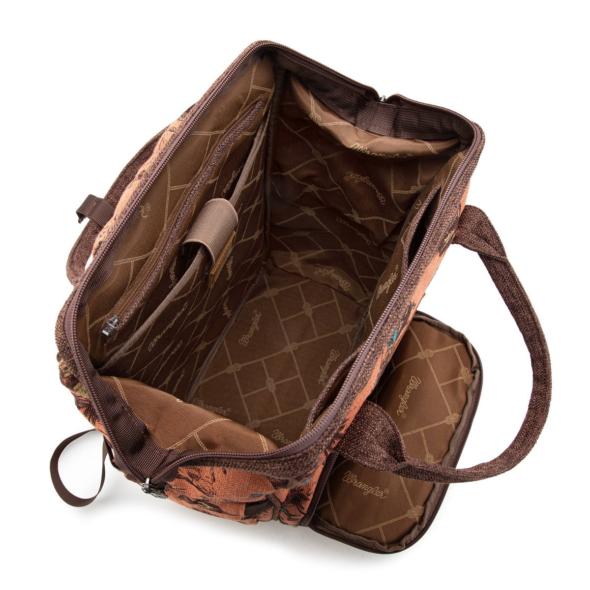 Wrangler Vintage Retro Cowboy Cool Print Backpack - Dark Brown (WG60-9110DBR)