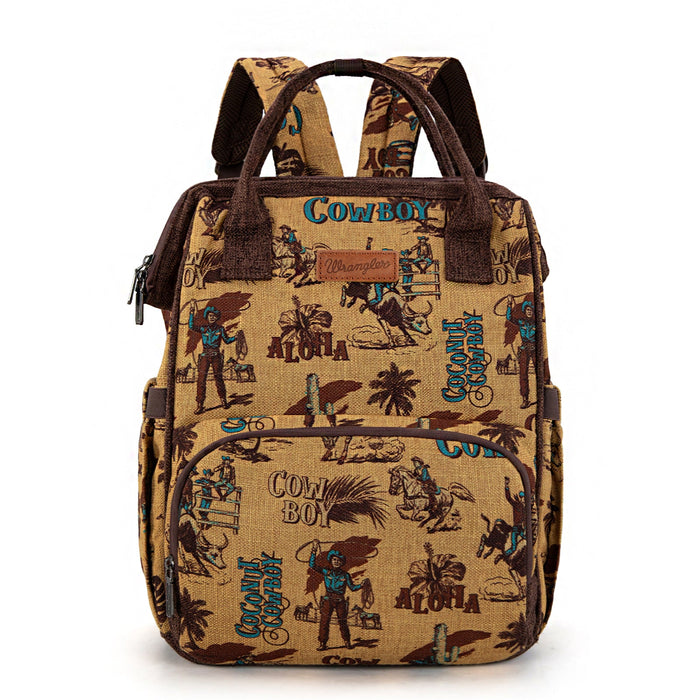 Wrangler Vintage Retro Cowboy Cool Print Backpack -Yellow (WG60-9110DK-YL)