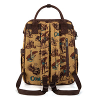 Wrangler Vintage Retro Cowboy Cool Print Backpack -Yellow (WG60-9110DK-YL)