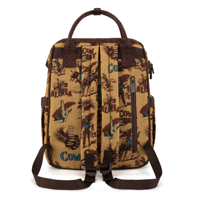 Wrangler Vintage Retro Cowboy Cool Print Backpack -Yellow (WG60-9110DK-YL)
