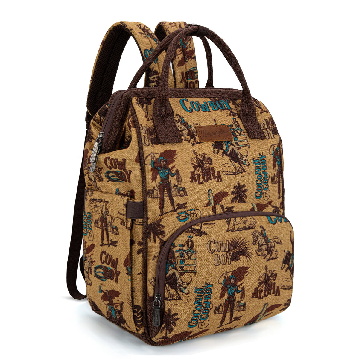 Wrangler Vintage Retro Cowboy Cool Print Backpack -Yellow (WG60-9110DK-YL)