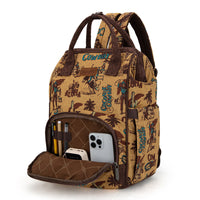 Wrangler Vintage Retro Cowboy Cool Print Backpack -Yellow (WG60-9110DK-YL)