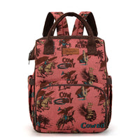 Wrangler Vintage Retro Cowboy Cool Print Backpack - Hot Pink (WG60-9110HPK)