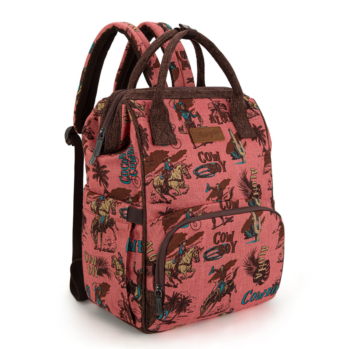 Wrangler Vintage Retro Cowboy Cool Print Backpack - Hot Pink (WG60-9110HPK)