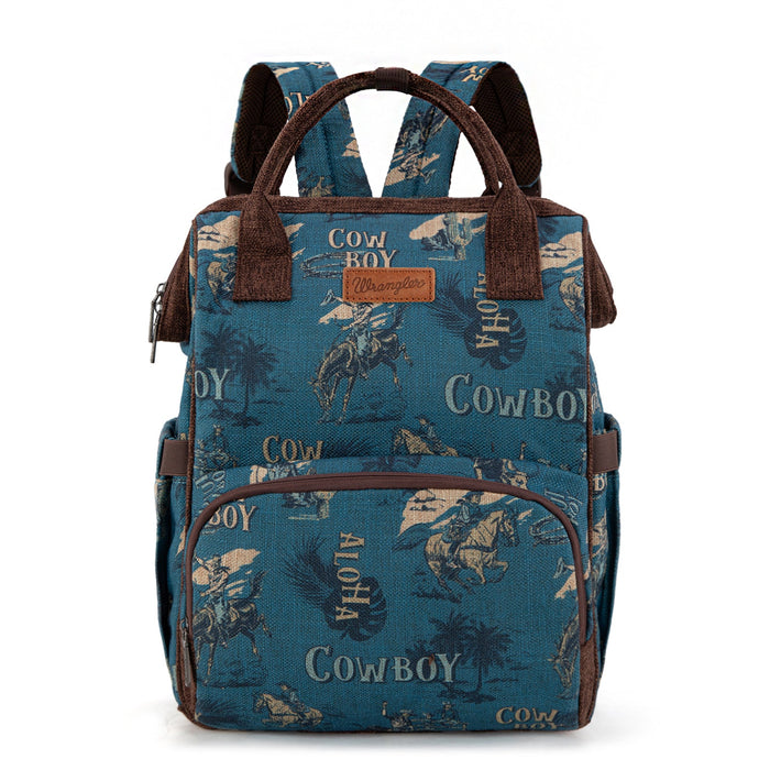 Wrangler Vintage Retro Cowboy Cool Print Backpack -Jean (WG60-9110JN)