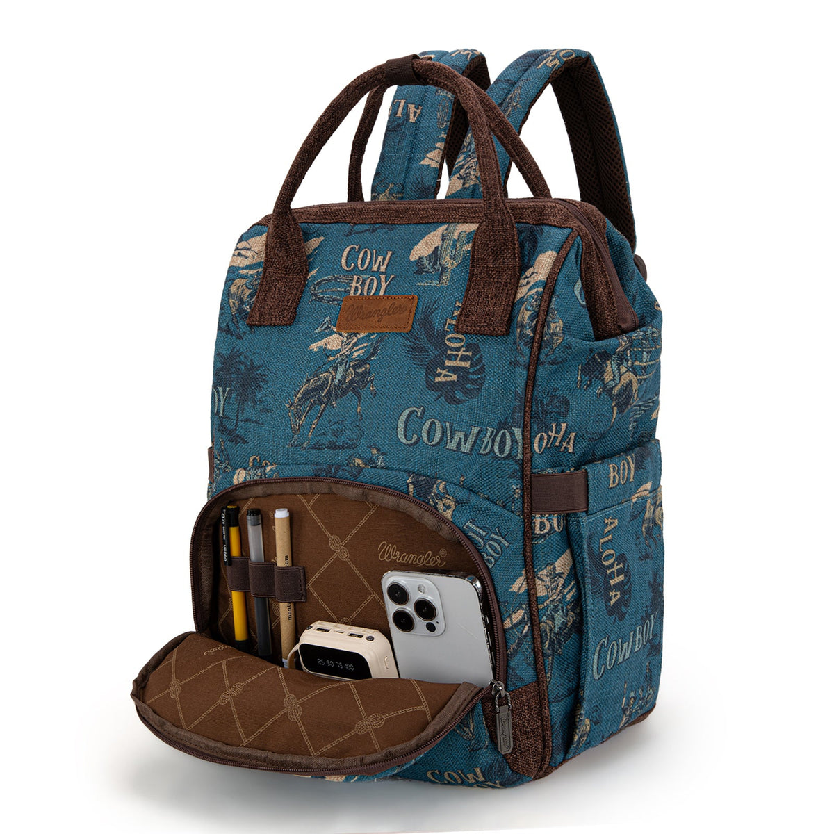Wrangler Vintage Retro Cowboy Cool Print Backpack -Jean (WG60-9110JN)