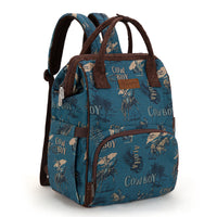 Wrangler Vintage Retro Cowboy Cool Print Backpack -Jean (WG60-9110JN)