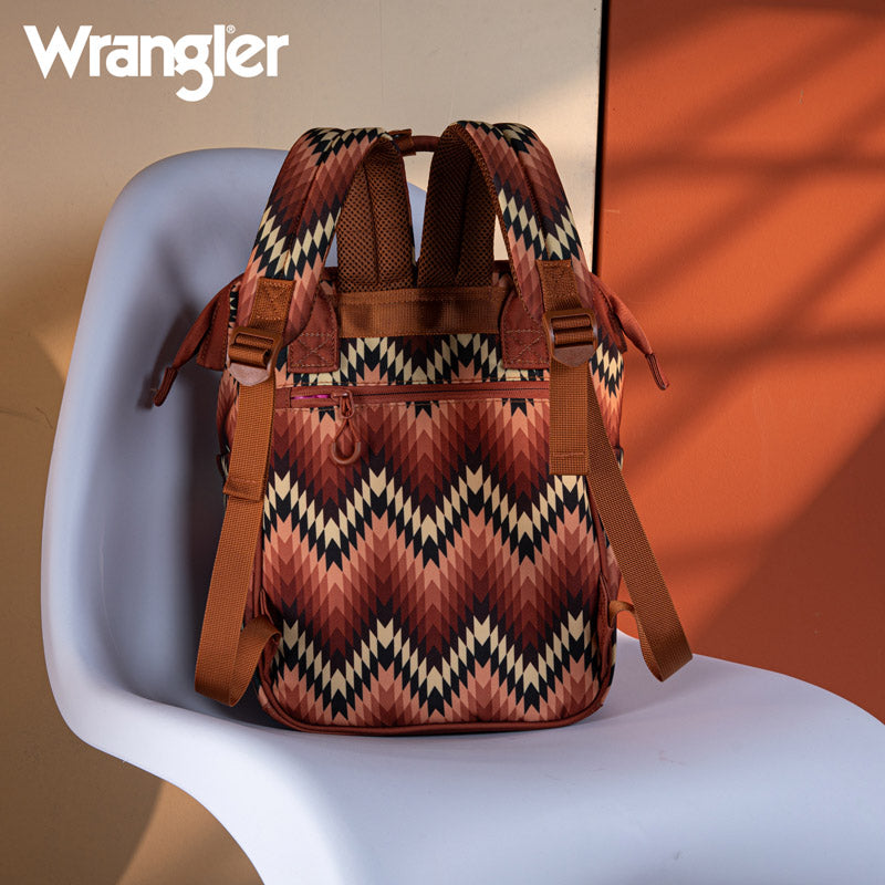 Wrangler Aztec Printed Callie Backpack - Brown (WG2211  display picture 3