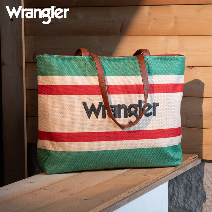 Wrangler Dual Sided Print Canvas Tote Bag - Green (WG159-8112GN)