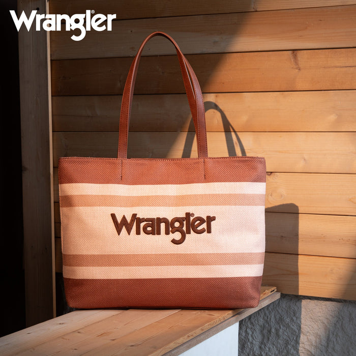 Wrangler Dual Sided Print Canvas Tote Bag - Brown (WG159-8112BR)