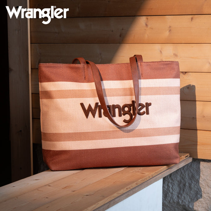 Wrangler Dual Sided Print Canvas Tote Bag - Brown (WG159-8112BR)