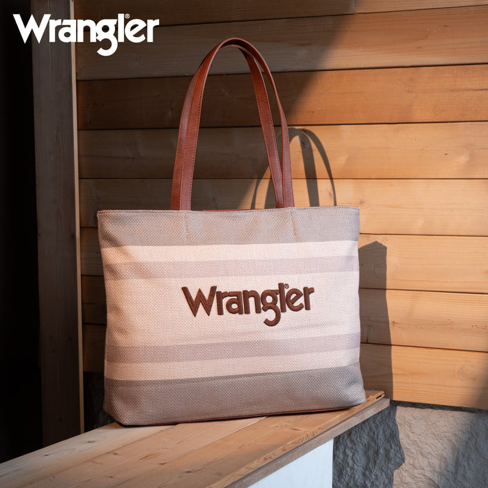 Wrangler Dual Sided Print Canvas Tote Bag - Tan (WG159-8112TN)