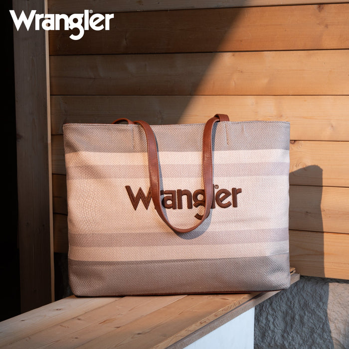 Wrangler Dual Sided Print Canvas Tote Bag - Tan (WG159-8112TN)