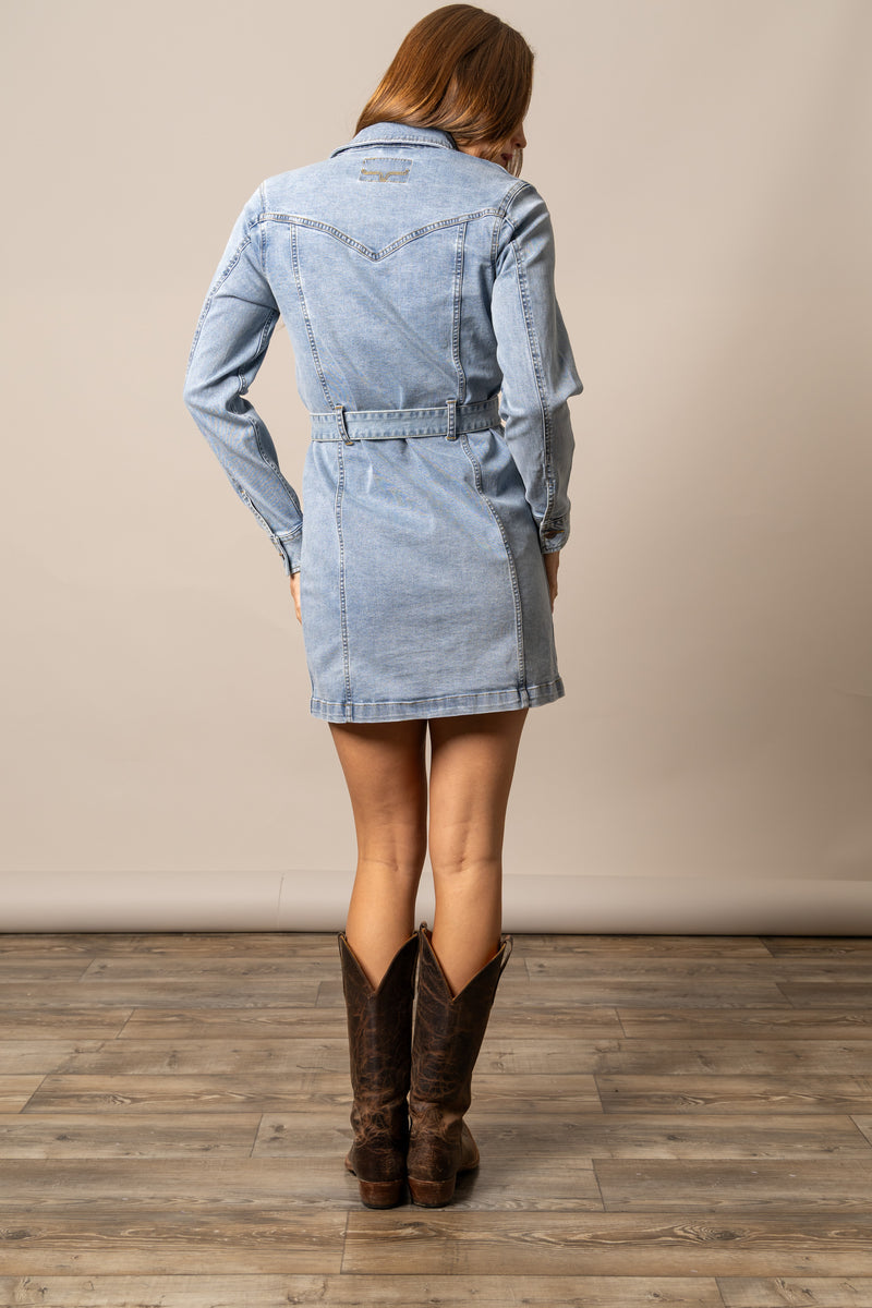Kimes Winslow Trucker Dress - Light Wash Indigo