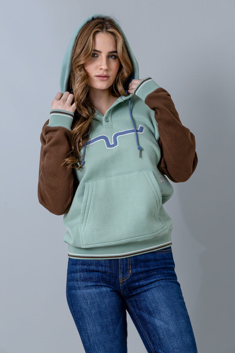 Kimes Ranch Women’s Hoodie Loose Fit Pullover Buttons Amigo Brown - Clearance main image 1
