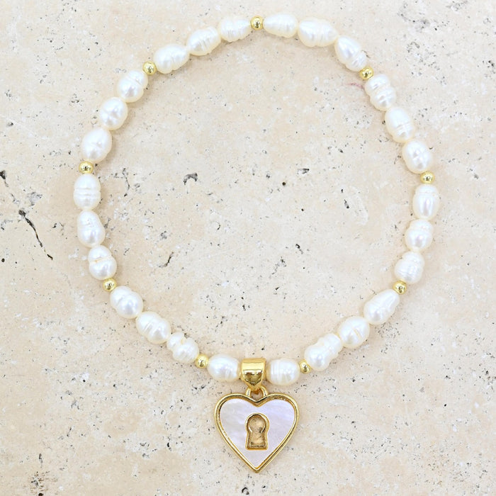 Bracelet - Pearl Heart Locket