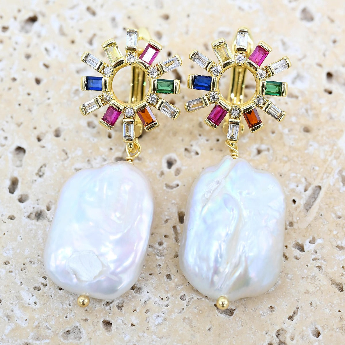Earrings - Gold & Stud Drop Pearl
