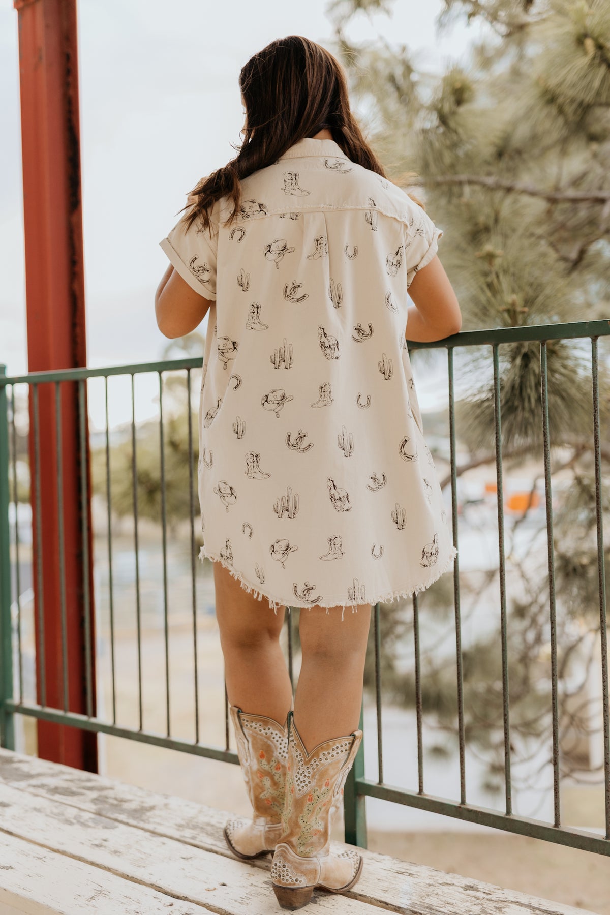 Stella Shirt Dress - Western Print Cream