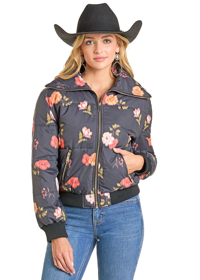 Rock & Roll - Women's Floral Puffer Jacket (BW92C07019)
